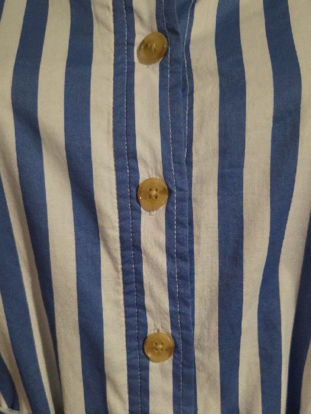 Blue and White Vertical Stripe Long-Sleeve Shirt Dress - Picture 3 of 8